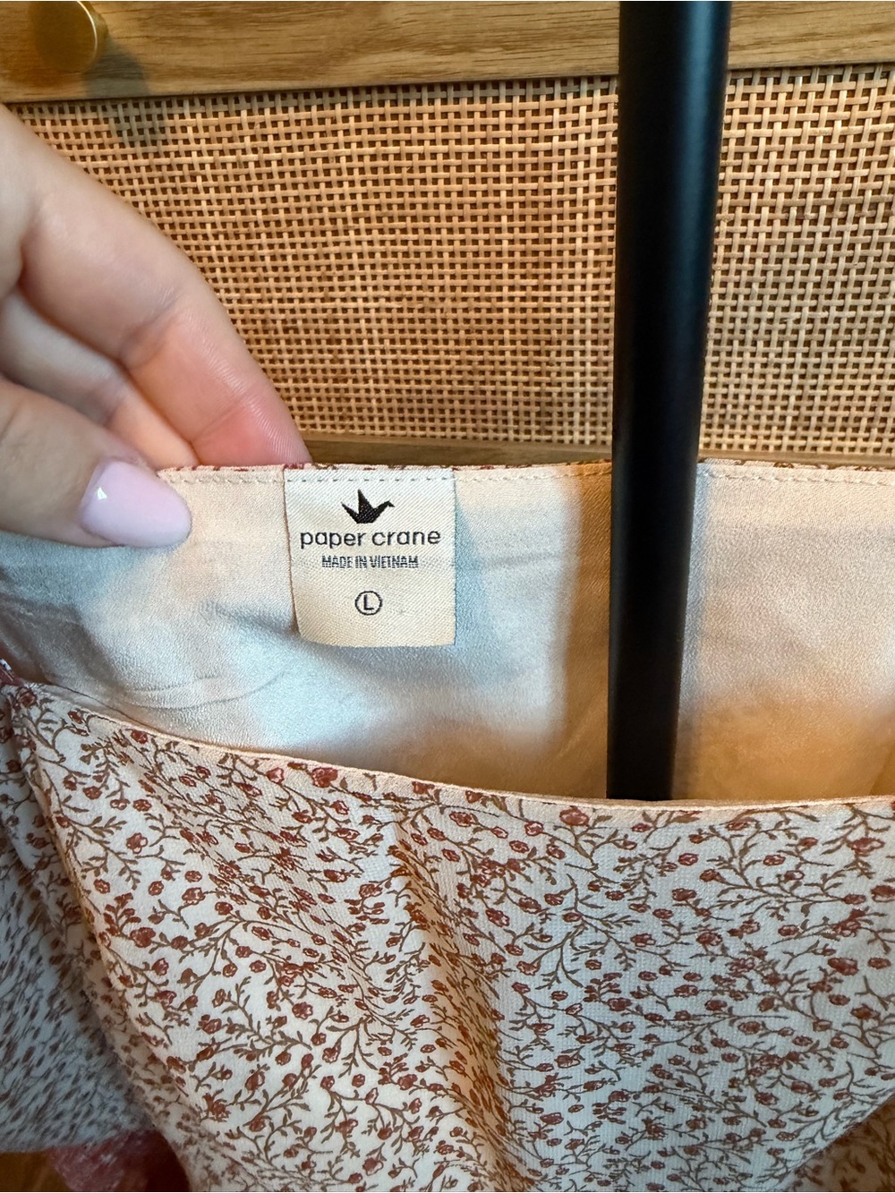 Paper Crane Two-Tone Floral Tiered Camisole in Rust and Cream - Picture 3 of 5